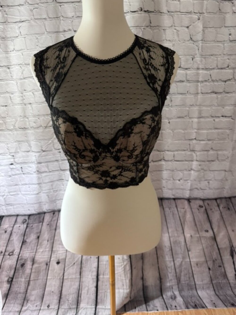 NWOT Victoria's Secret Dream Angels Black Lace Mesh Demi Bra Top 36C
